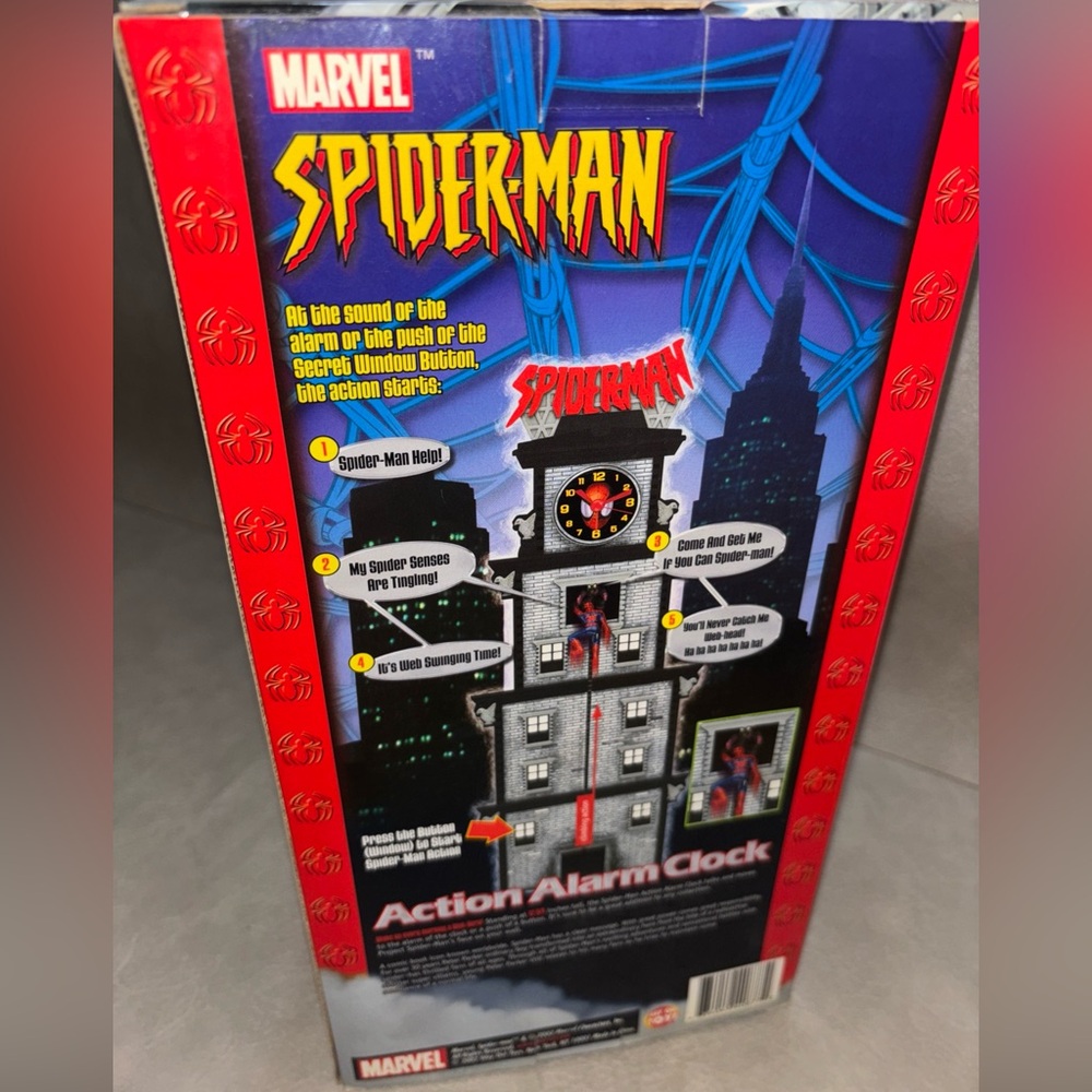 Spider-Man 2002 Talking Action Alarm Clock Vintage